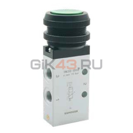 Пневмораспределитель 3N38-897 ручной зеленая  кнопка 3/2-1/8