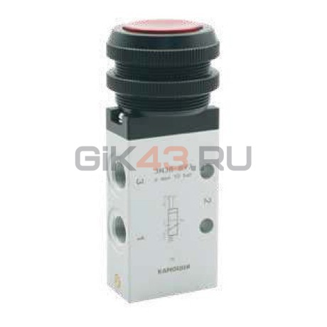 Пневмораспределитель 3N38-897 ручной красная  кнопка 3/2-1/8