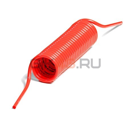 Трубка PAS86R75 PA12 спиральная 8/6 красная L= 7,5 Lраб. 3,75 м