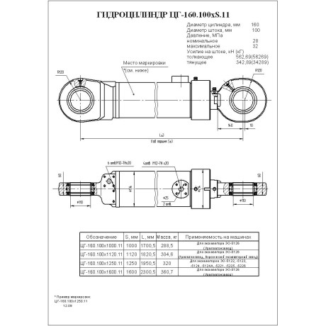 Гидроцилиндр ЦГ 160.100x1120.11