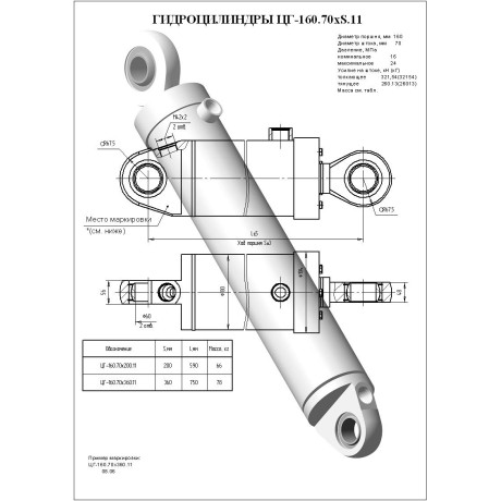 Гидроцилиндр ЦГ 160.70x360.11