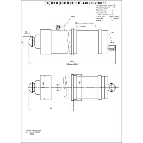 Гидроцилиндр ЦГ 140.100x500.55