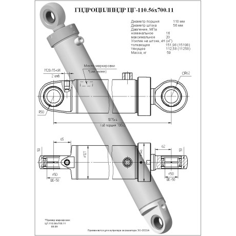 Гидроцилиндр ЦГ 110.56x700.11