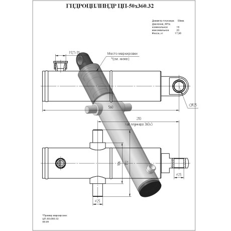 Гидроцилиндр ЦП-50х360.32