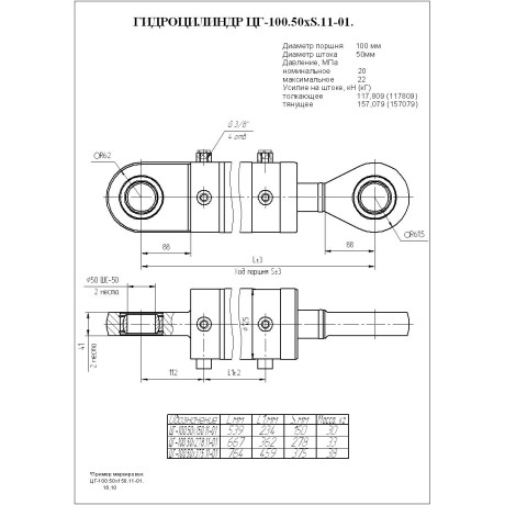 Гидроцилиндр ЦГ-100.50х278.11-01