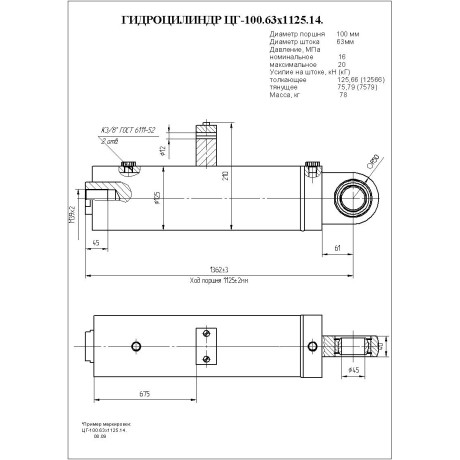 Гидроцилиндр ЦГ-100.63х1125.14