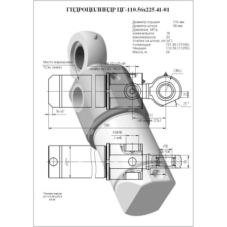 Гидроцилиндр ЦГ-110.56х225.41-01