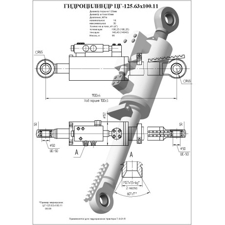 Гидроцилиндр ЦГ-125.63х100.11