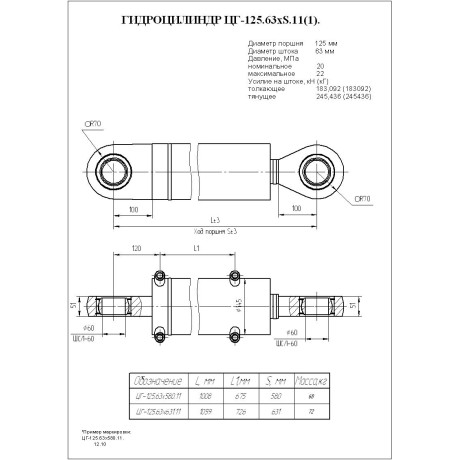 Гидроцилиндр ЦГ-125.63х631.11