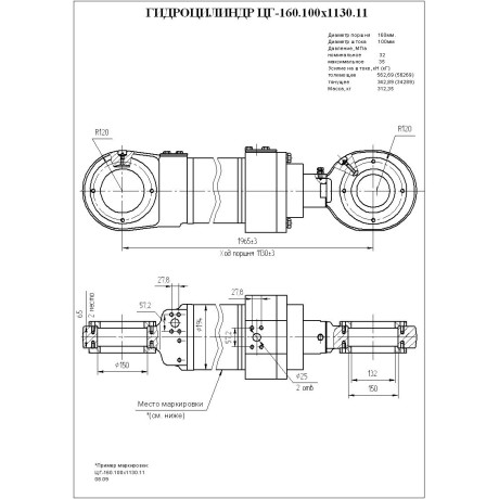 Гидроцилиндр ЦГ-160.100х1130.11