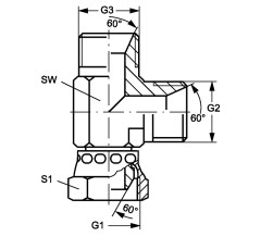 Тройник NPT 1/4'  - NPT 1/4' - BSP 1/4' Ш-Ш-Г (CN-04)