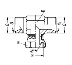 Тройник NPT 1/4'  - BSP 1/4' - NPT 1/4' Ш-Г-Ш (BN-04)