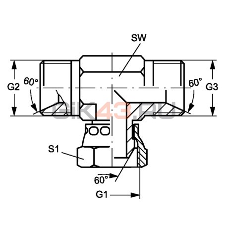 Тройник NPT 1/4'  - BSP 1/4' - NPT 1/4' Ш-Г-Ш (BN-04)