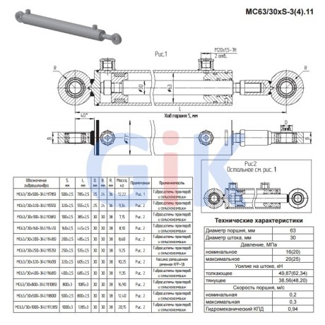 Гидроцилиндр МС 63/30х100-3.11 (385)