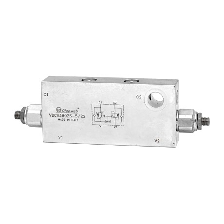 Клапан тормозной VBCA 3802S Banjo 3/8 двусторонний 40 л/мин